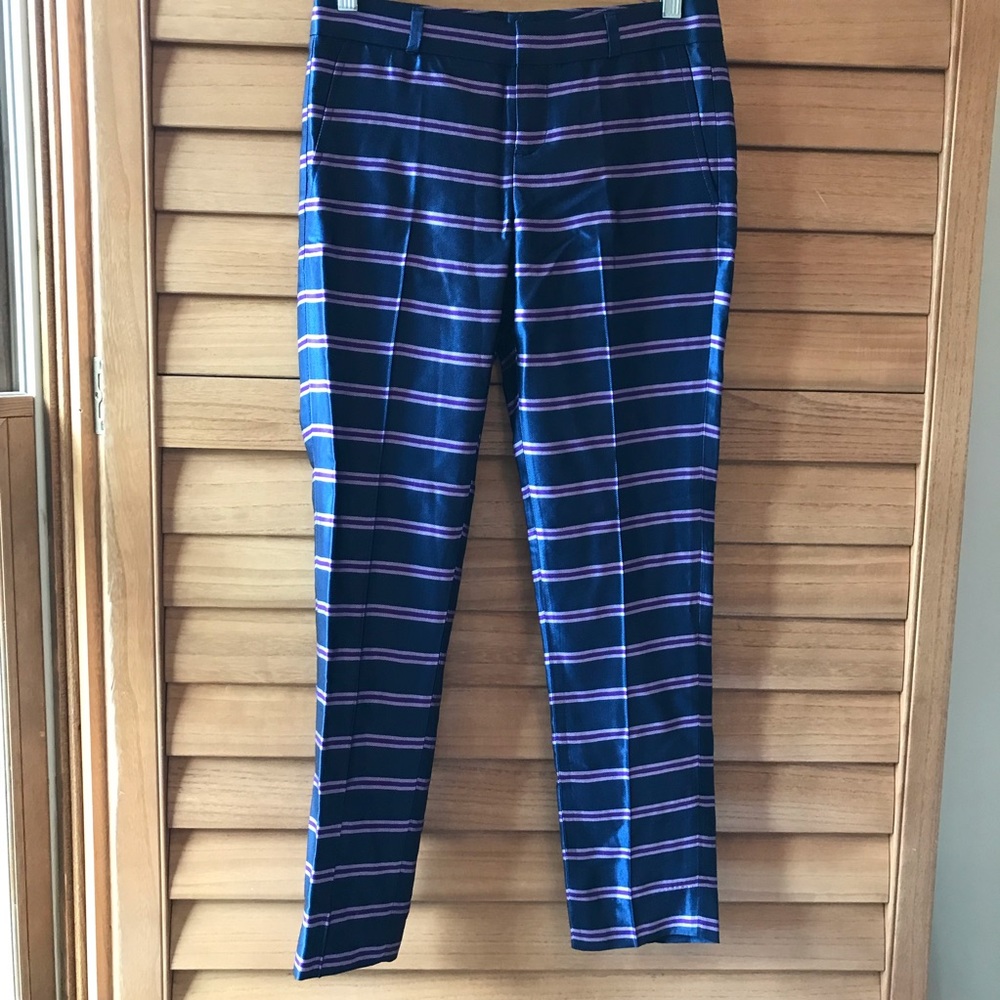SatinStripe Pants Midnight Blue + Purple